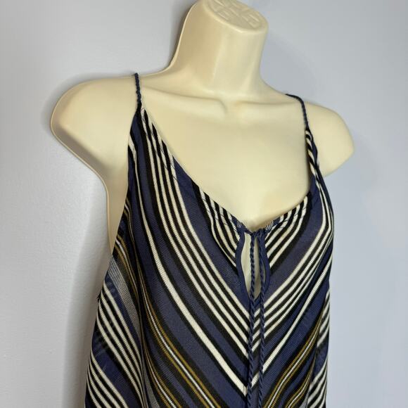 Escada Silk Knit Chevron Striped Top Tie Front Sleveeless Minimalist Womens 44 L - Picture 7 of 11